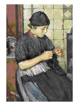 Painting: Girl Knitting by Walter Langley