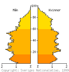 [Age-sex pyramid 1998 for Kalmar municipality]